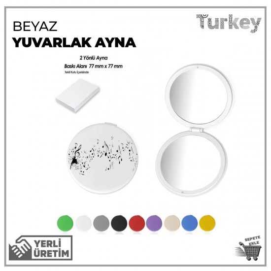 Yuvarlak Ayna Beyaz